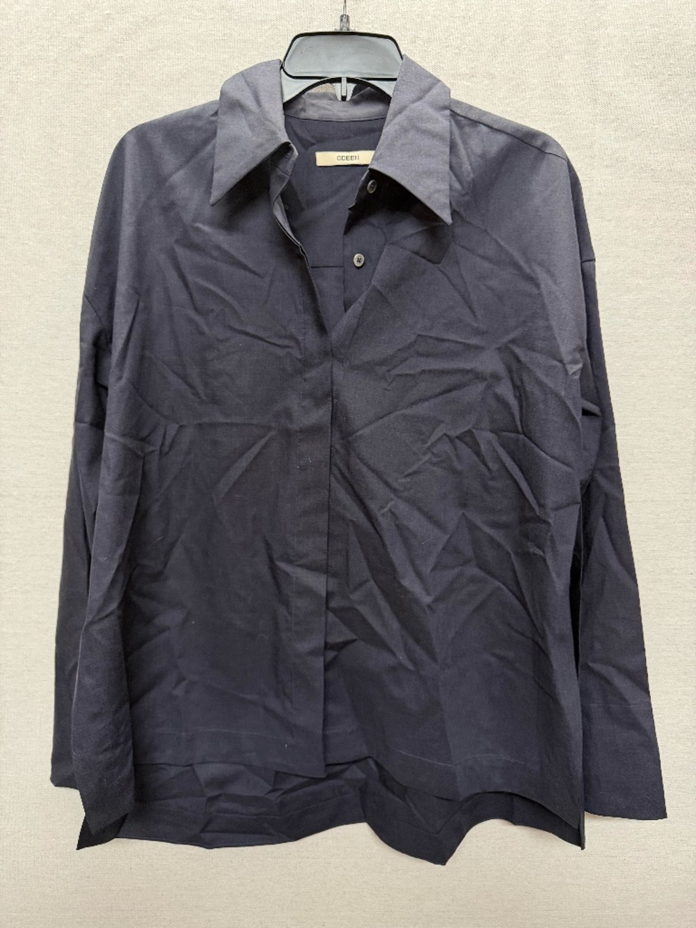 Odeeh Button Down Split Side Virgin Wool Blouse - size 38/M